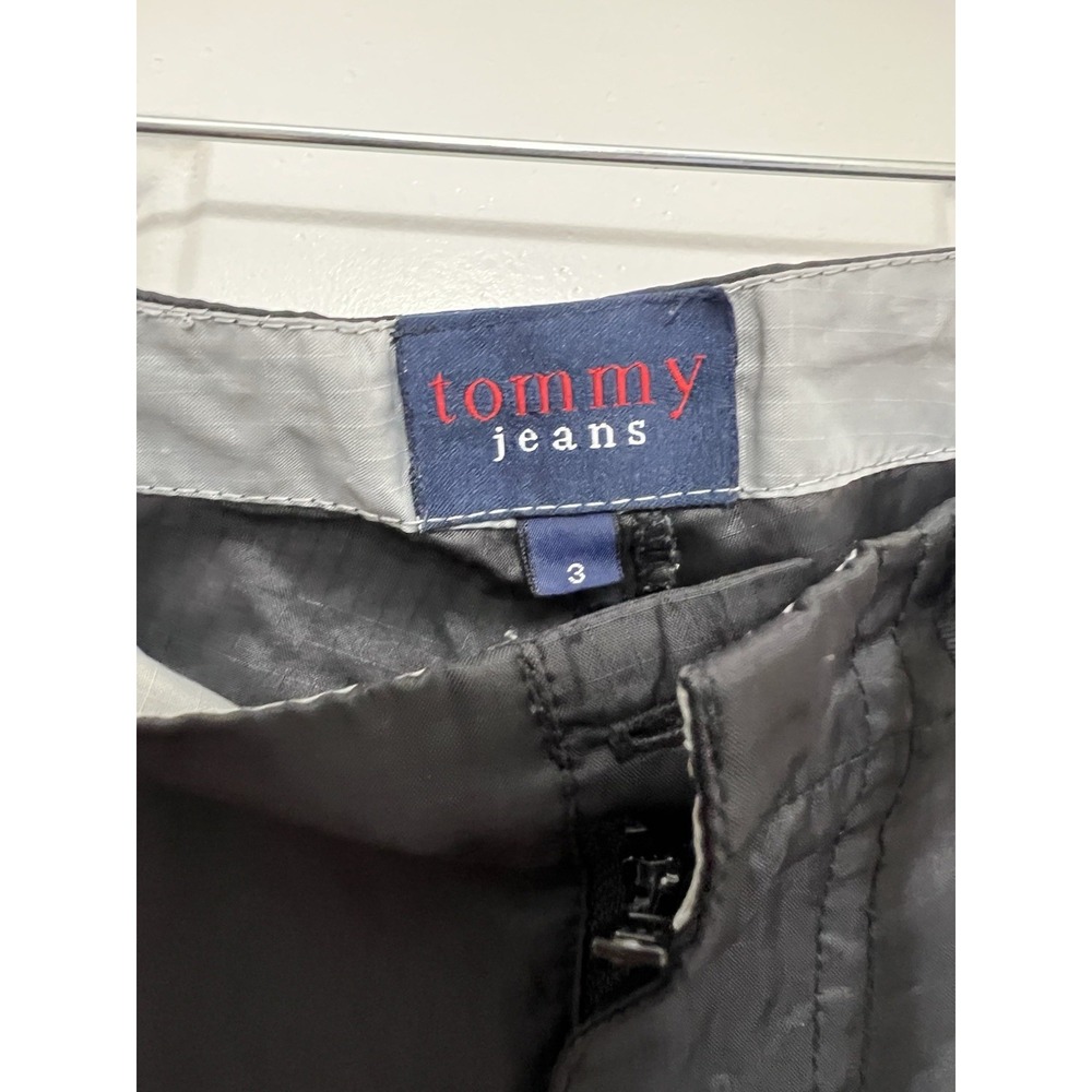 Tommy GIRL Hilfiger Athletic Track Windpants Nylon Y2K Size 3 Wide Leg Black - Picture 2 of 4